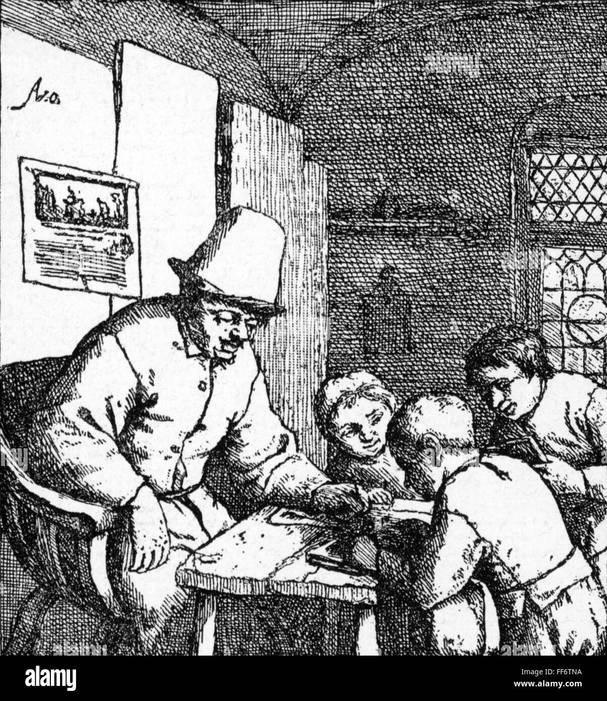 La pédagogie, l'école / Leçons / discipline, Dutch country school, gravure sur cuivre par Adriaen van Ostade (1610 - 1685), 17e siècle, 17e siècle, graphique, graphiques, classe, salle de classe, les salles de classe, salles d'eau, la forme, l'école, de la classe groupe tuteur, les formulaires, les classes scolaires, groupes tutor, leçons à l'école, demi-longueur, assis, s'asseoir, apprendre, enseigner, enseigne, enseigne, l'apprentissage, apprendre, élève, étudiant, élèves, étudiants, enseignants en formation initiale, pédagogue, pedagog, pédagogues, pedagogs, éducateur, enseignant, éducateurs, enseignants, profession, professions, tableau, tableaux, headpi auteur de l'artiste, n'a pas à être effacée Banque D'Images