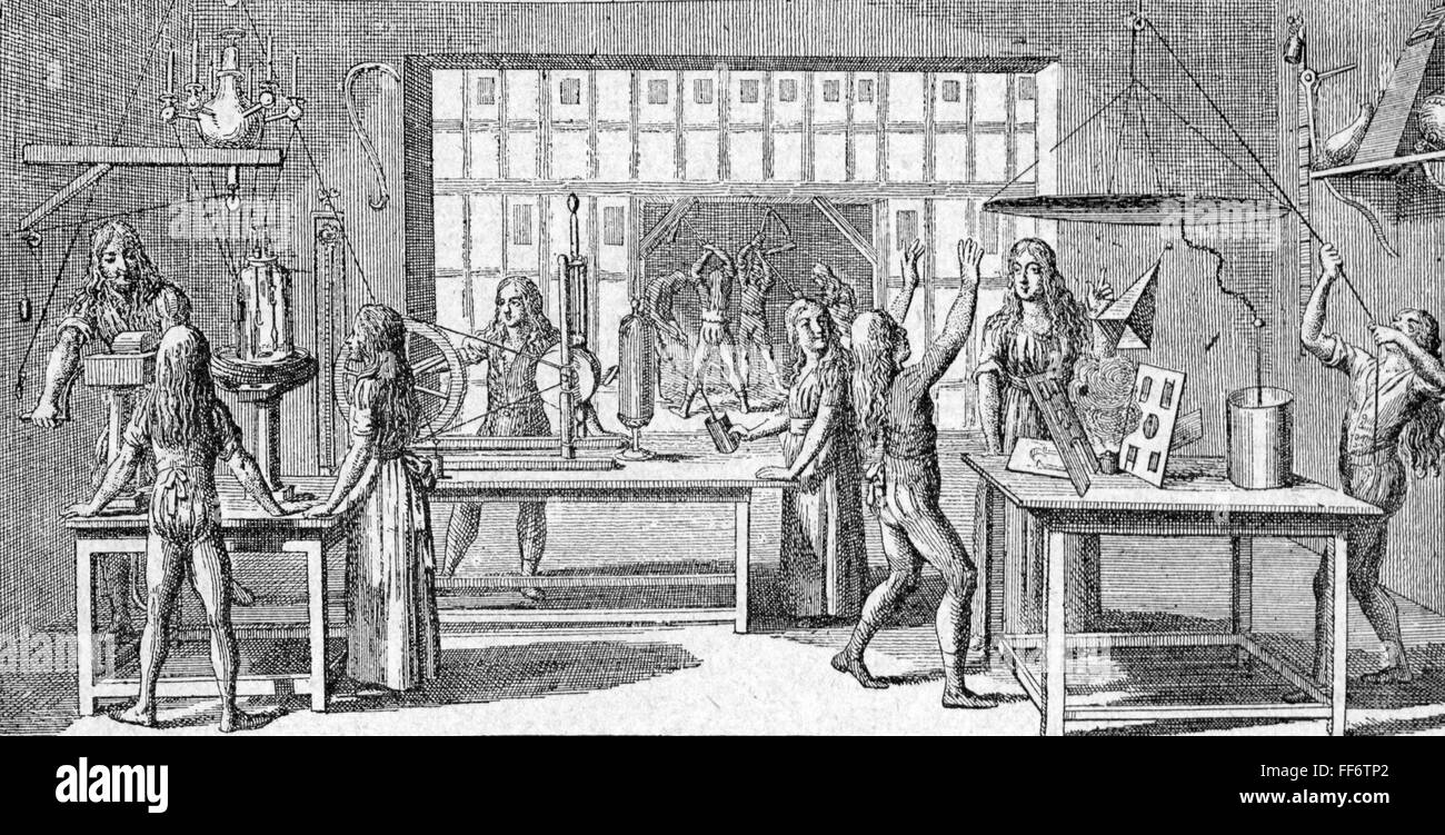 La pédagogie, l'école / Leçons / discipline, la physique leçon, gravure sur cuivre, 1799, copyright de l'artiste n'a pas à être effacée Banque D'Images