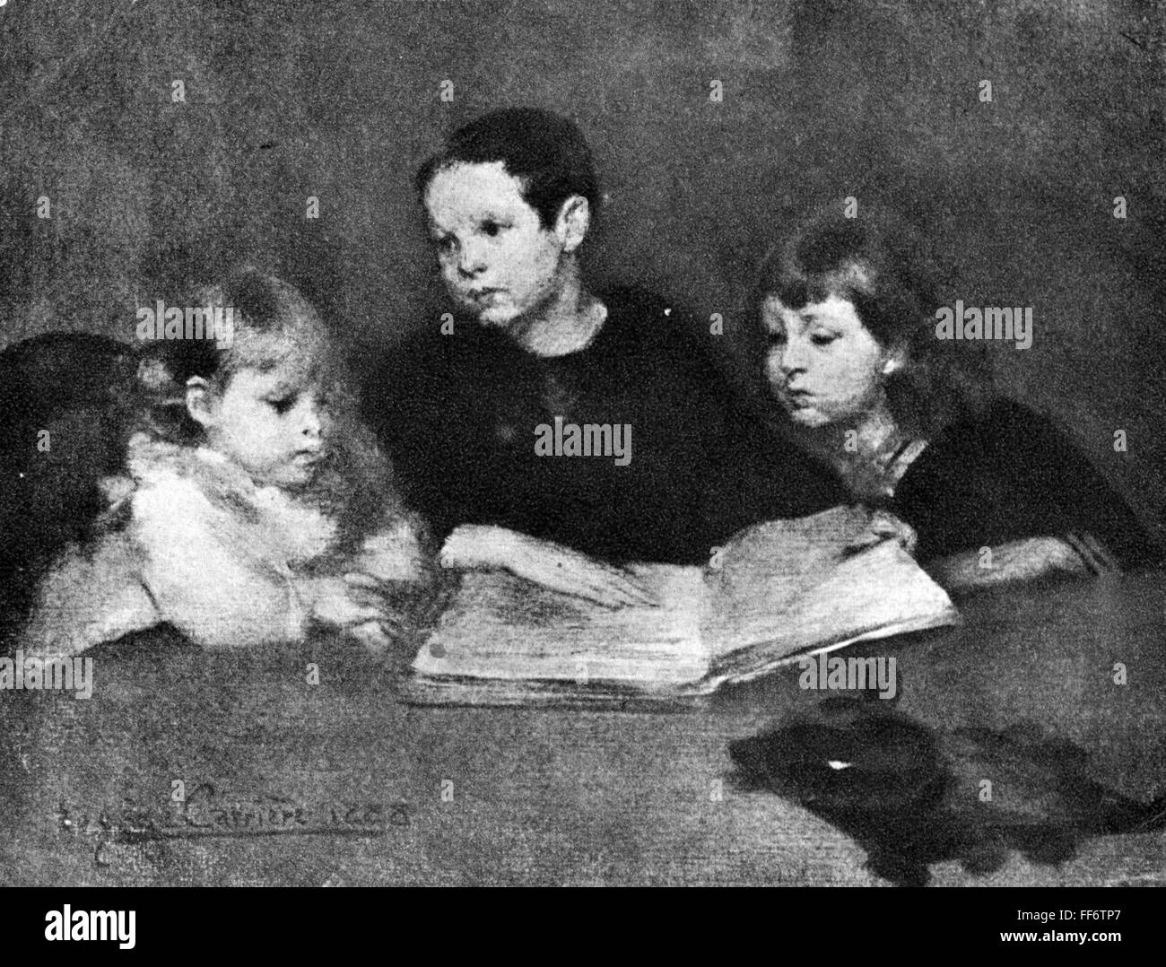 Beaux-arts, carrière, Eugene (1846 - 1906), peinture, 'tâches', 1888, 18 x 22 cm, propriété privée, Paris, droits supplémentaires-Clearences-non disponible Banque D'Images