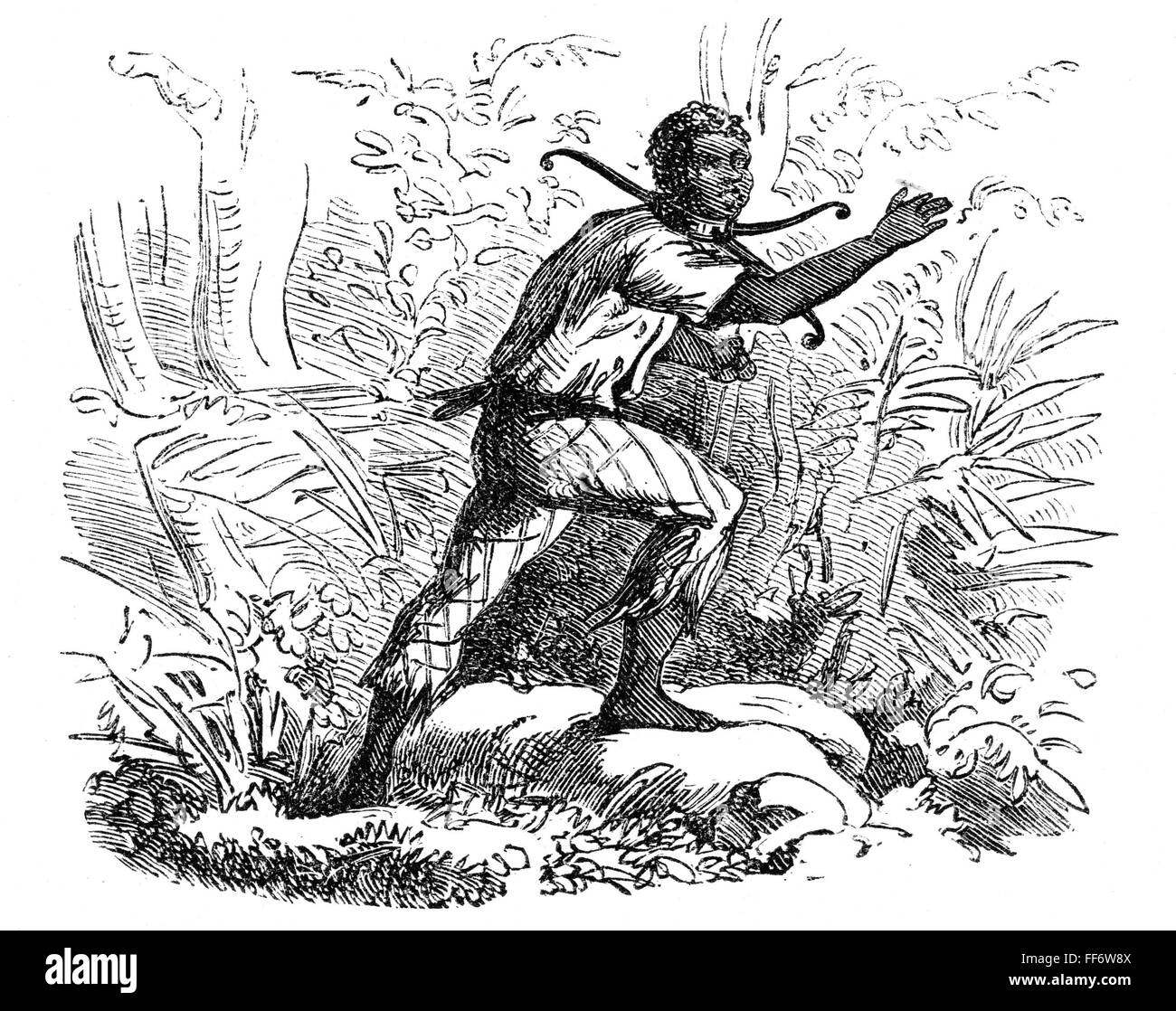 Esclave fugitif. /NA esclave portant un collier d'esclave belled. La  gravure sur bois, 19e siècle Photo Stock - Alamy