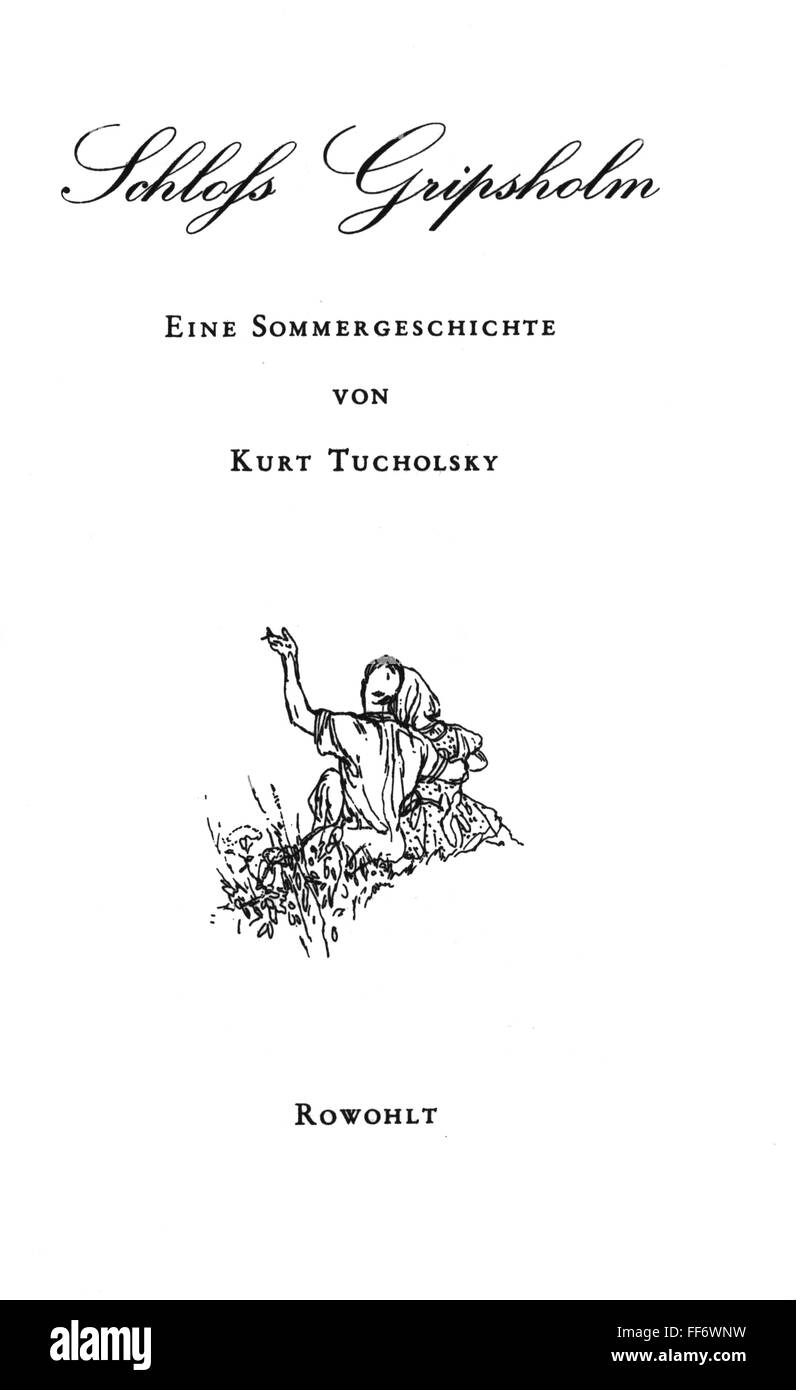 Kurt Tucholsky, livres : 'Gripsholm Castle. Une histoire d'été' ('Schloss Gripsholm', 1931), nouvelle édition, maison d'édition Rowohlt, Berlin, 1964, couverture, illustration par N. Wilhelm Busch, n'a pas d'auteur de l'artiste pour être effacé Banque D'Images