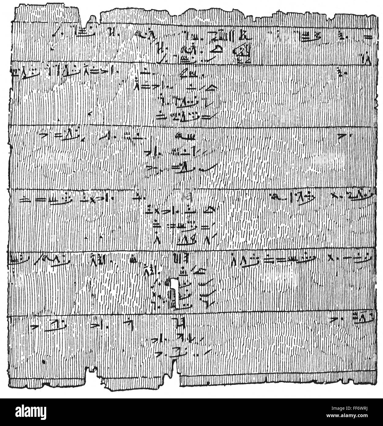 Rhind Math Papyrus Mathematical papyrus Banque d'images noir et blanc - Alamy