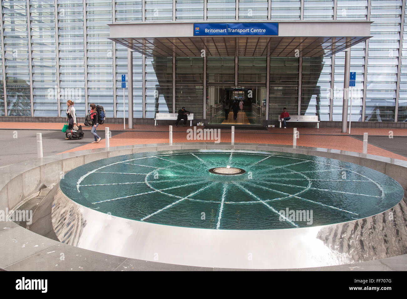 Structure d'acier et de verre de la gare Britomart transport à Auckland, île du Nord, Nouvelle-Zélande, Pacifique, Banque D'Images