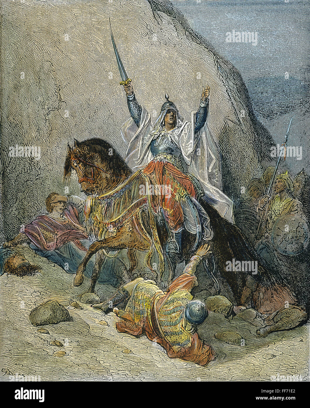 SALADIN (1138-1193). /NSaladin victorieux dans la bataille. Après la gravure de la ligne Gustave DorΘ. Banque D'Images