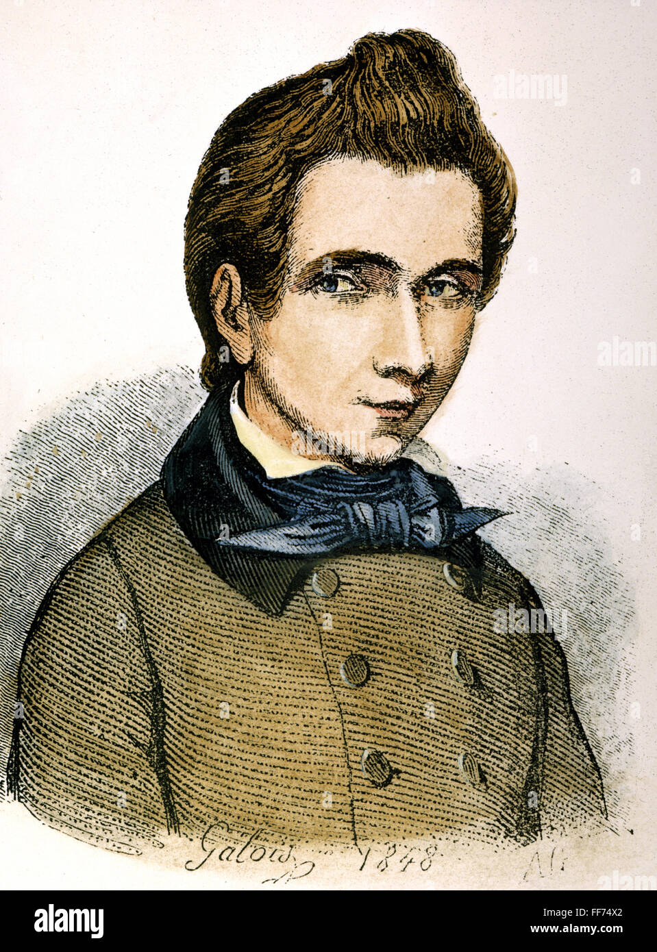 EVARISTE GALOIS /n(1811-1832). Gravure couleur française, 19e siècle. Banque D'Images