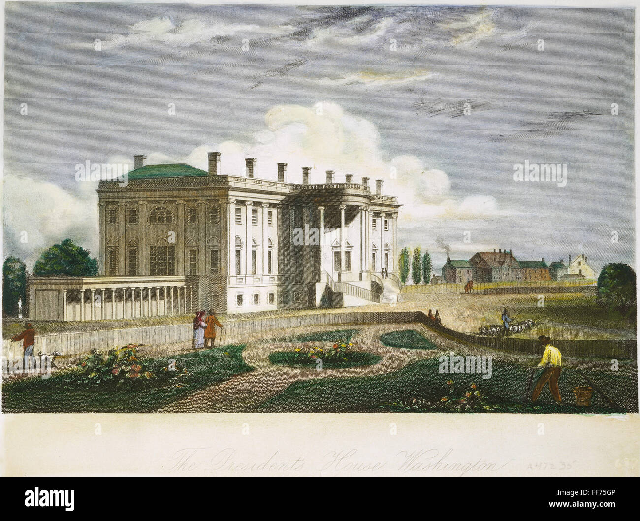 Maison Blanche, D.C., 1830. /Nla President's House à Washington, D.C. gravure sur acier, American, 1830. Banque D'Images