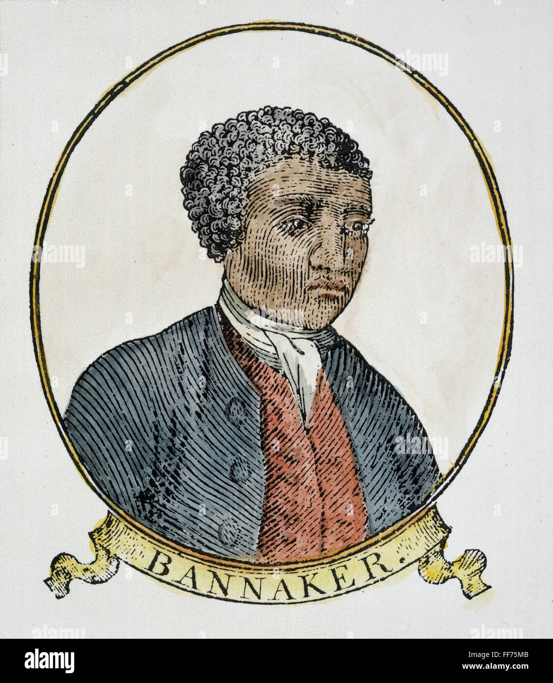 BENJAMIN BANNEKER /n(1731-1806). Mathématicien et astronome. Gravure sur bois à partir de la page de titre de Banneker's 'Almanack,' 1795. Banque D'Images