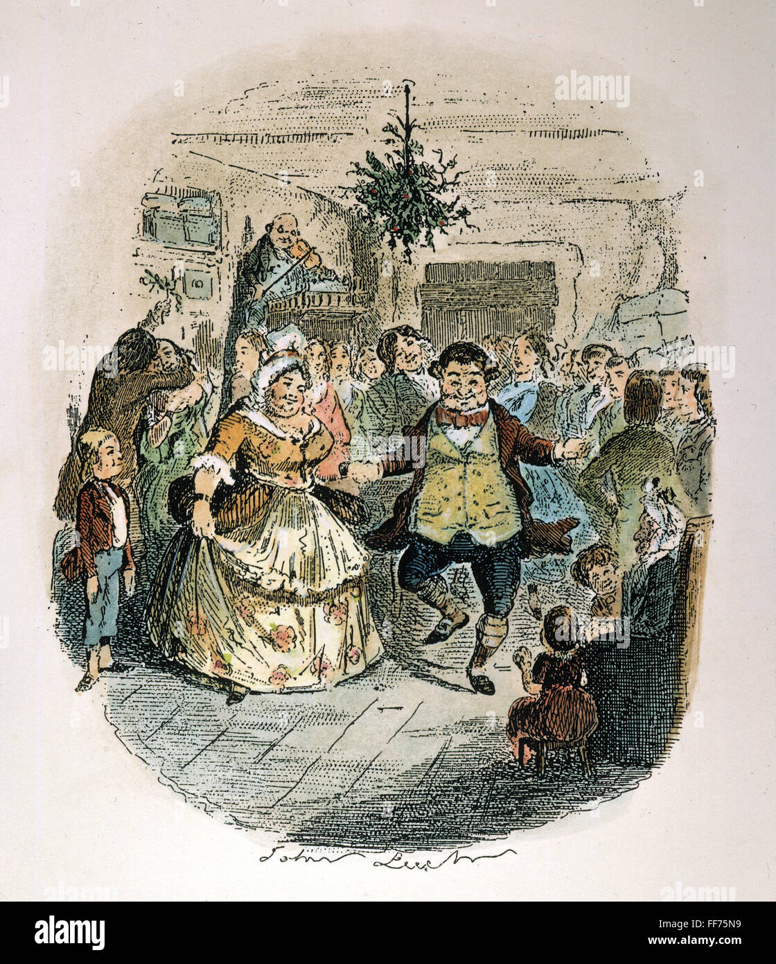 DICKENS : un chant de noël. /Rmn. Fezziwig's Ball. Gravure couleur par John Leech à partir de la première édition de Charles Dickens' 'A Christmas Carol'. Banque D'Images