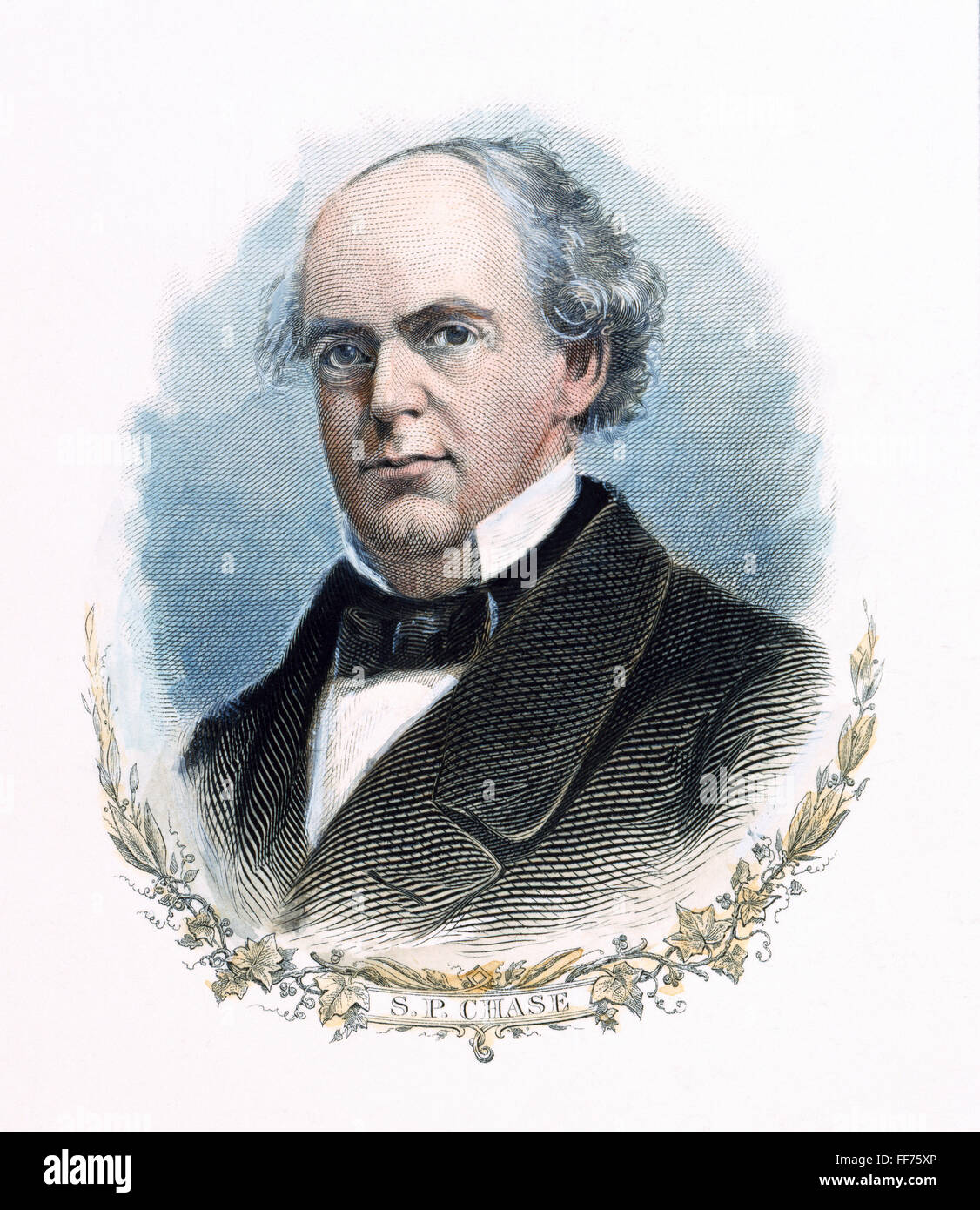 SALMON P CHASE (1808-1873). Homme politique et juriste/nAmerican. Gravure contemporaine américaine. Banque D'Images