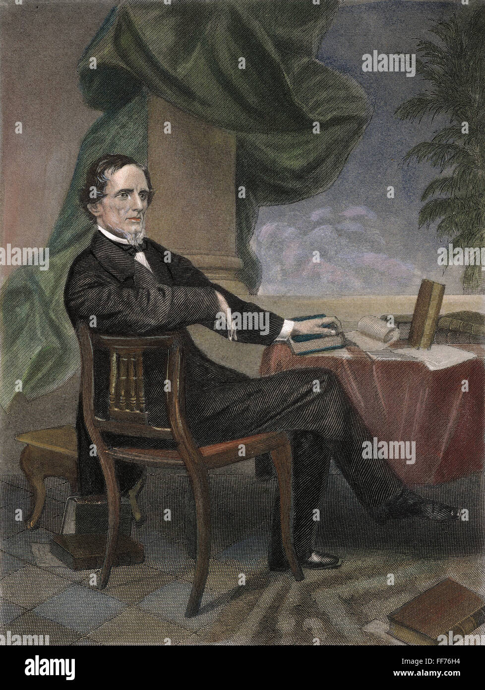 JEFFERSON DAVIS /n(1808-1889). Président des États confédérés d'Amérique. Gravure, 1866. Banque D'Images
