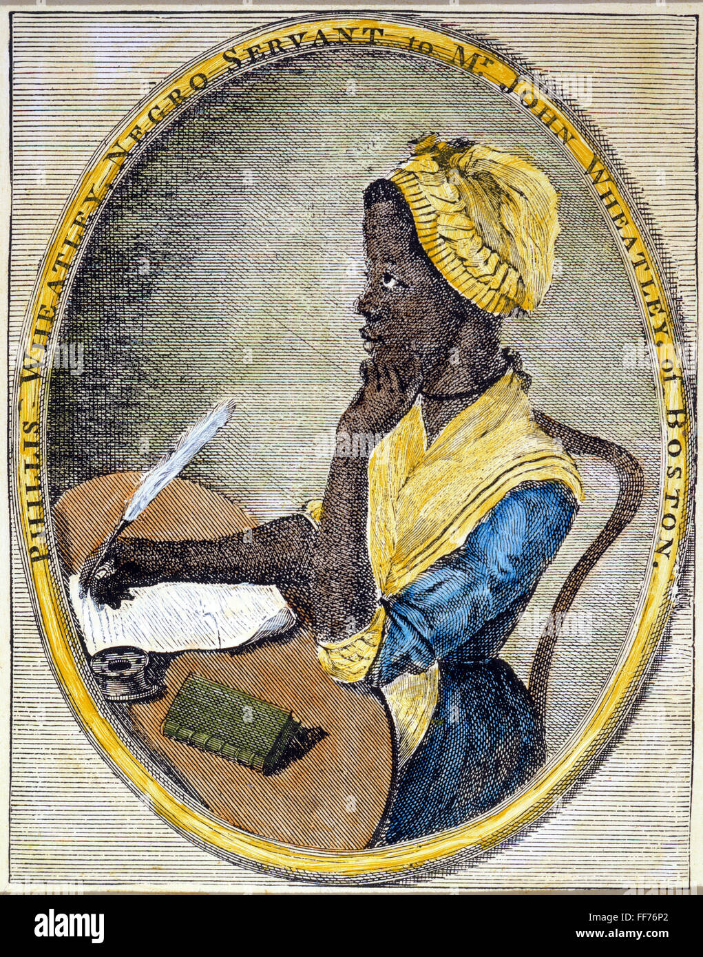 PHILLIS WHEATLEY /n(1753 ?-1784). Poète afro-américaine. Frontispice gravé à son 'Poèmes', 1773. Banque D'Images