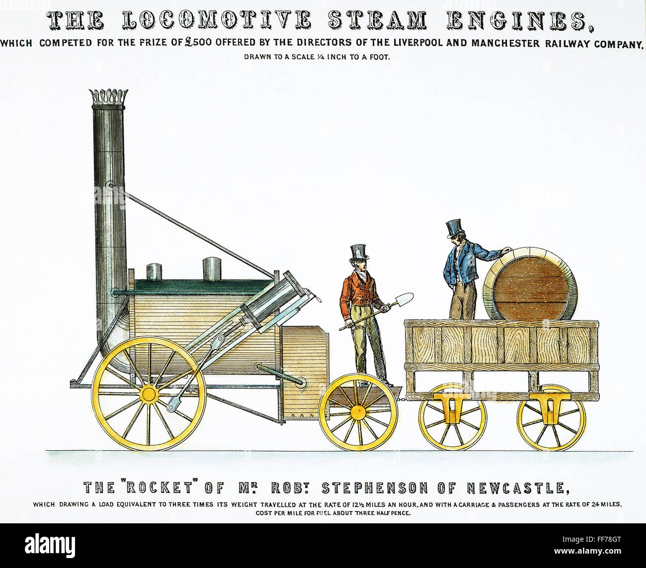 STEPHENSON'S Rocket, 1829. /NGeorge & Robert Stephenson's 'Rocket' à partir d'une annonce dans un numéro de 1829 du magazine "echanics' avec cette année, les lauréats de la Liverpool & Manchester Railway, le concours. Banque D'Images