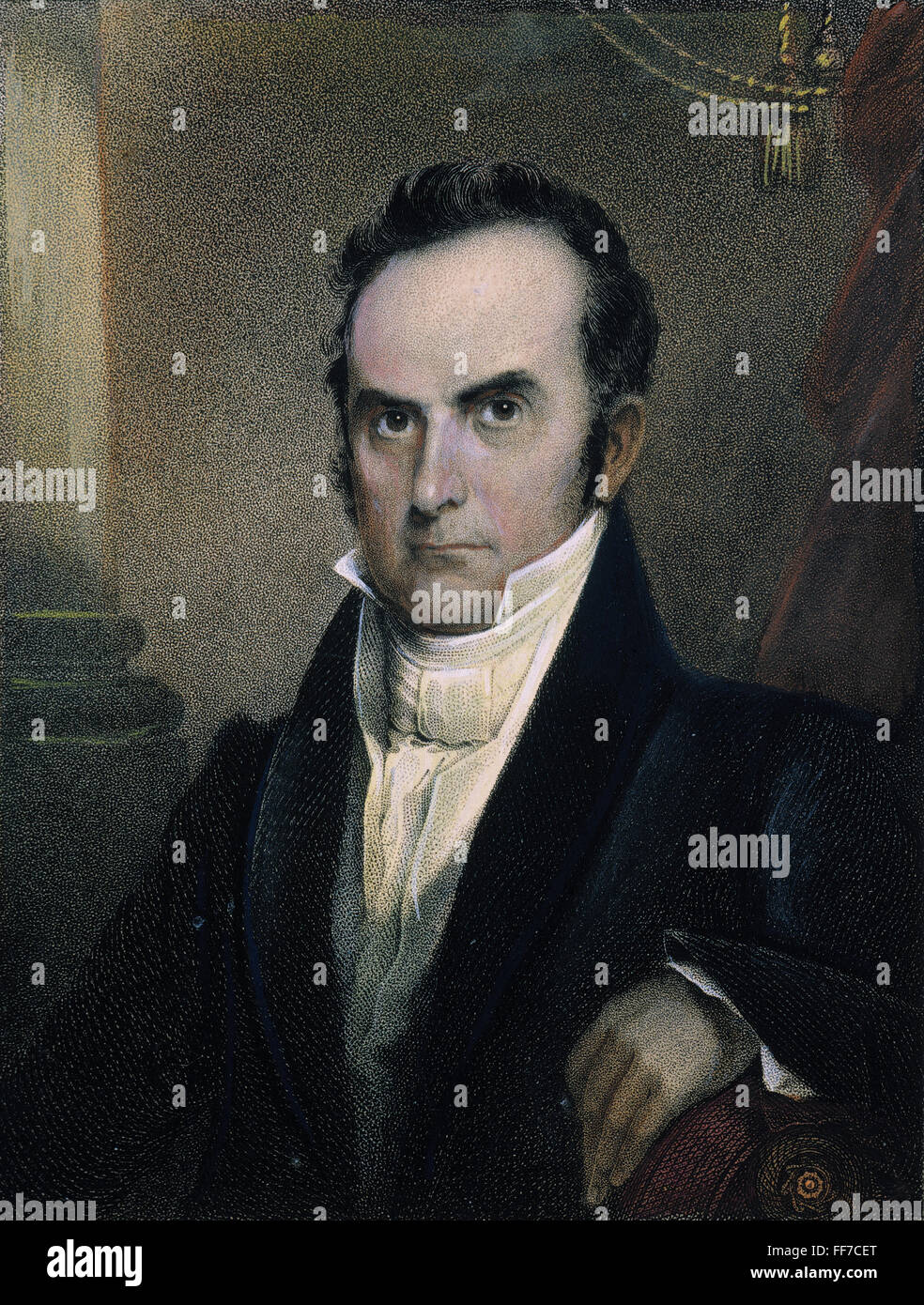 DANIEL WEBSTER (1782-1852). Avocat et homme d'État /nAmerican. Crépi de couleur gravure, 1833. Banque D'Images