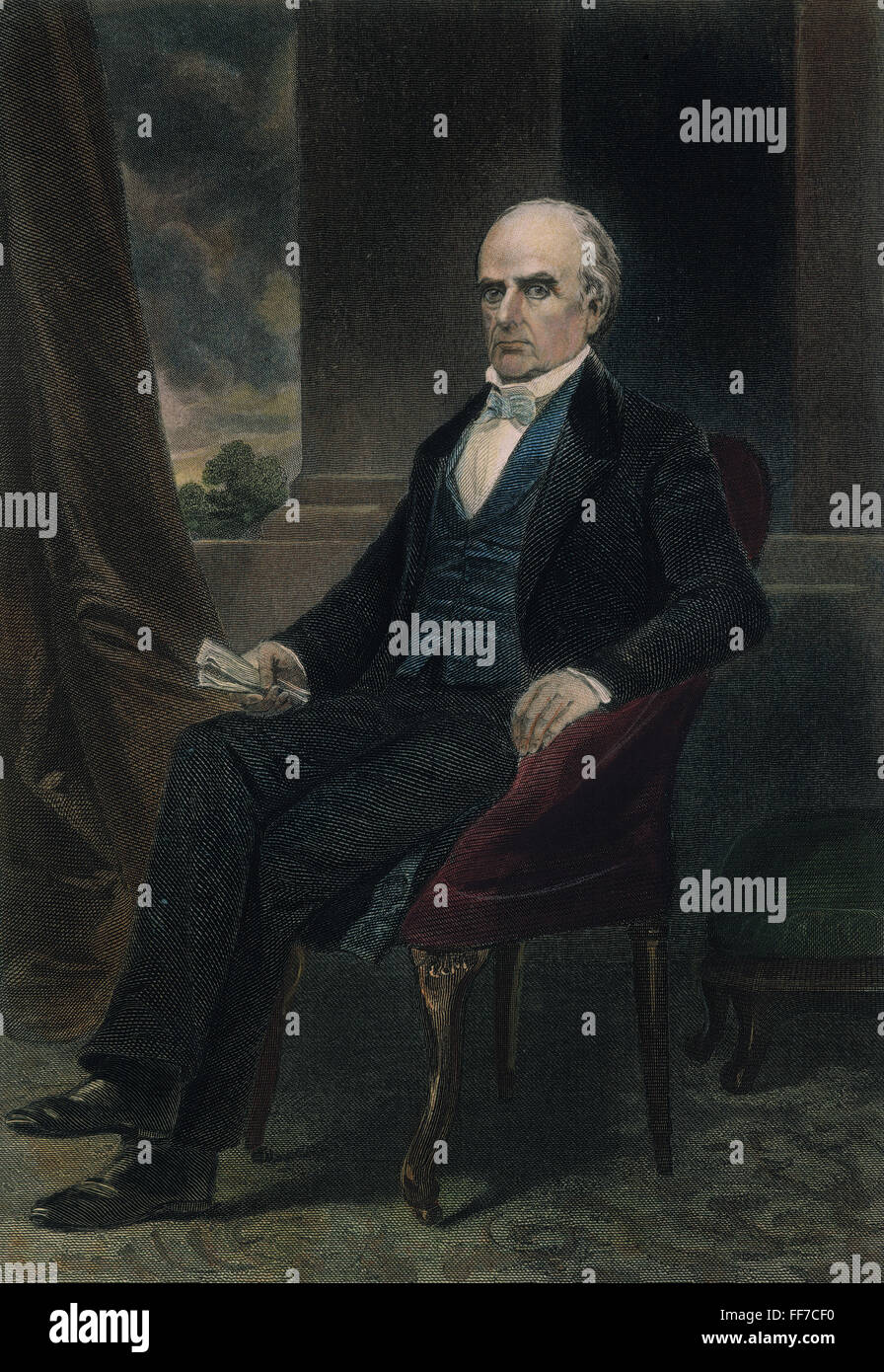 DANIEL WEBSTER (1782-1852). Avocat et homme d'État /nAmerican. Gravure couleur, 19e siècle. Banque D'Images