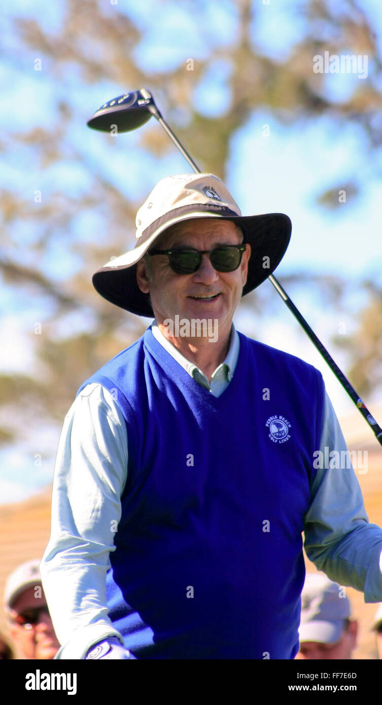 Bill Murray joue à l'AT&T Pro-Am golf PGA événement à Pebble Beach Golf resort Banque D'Images