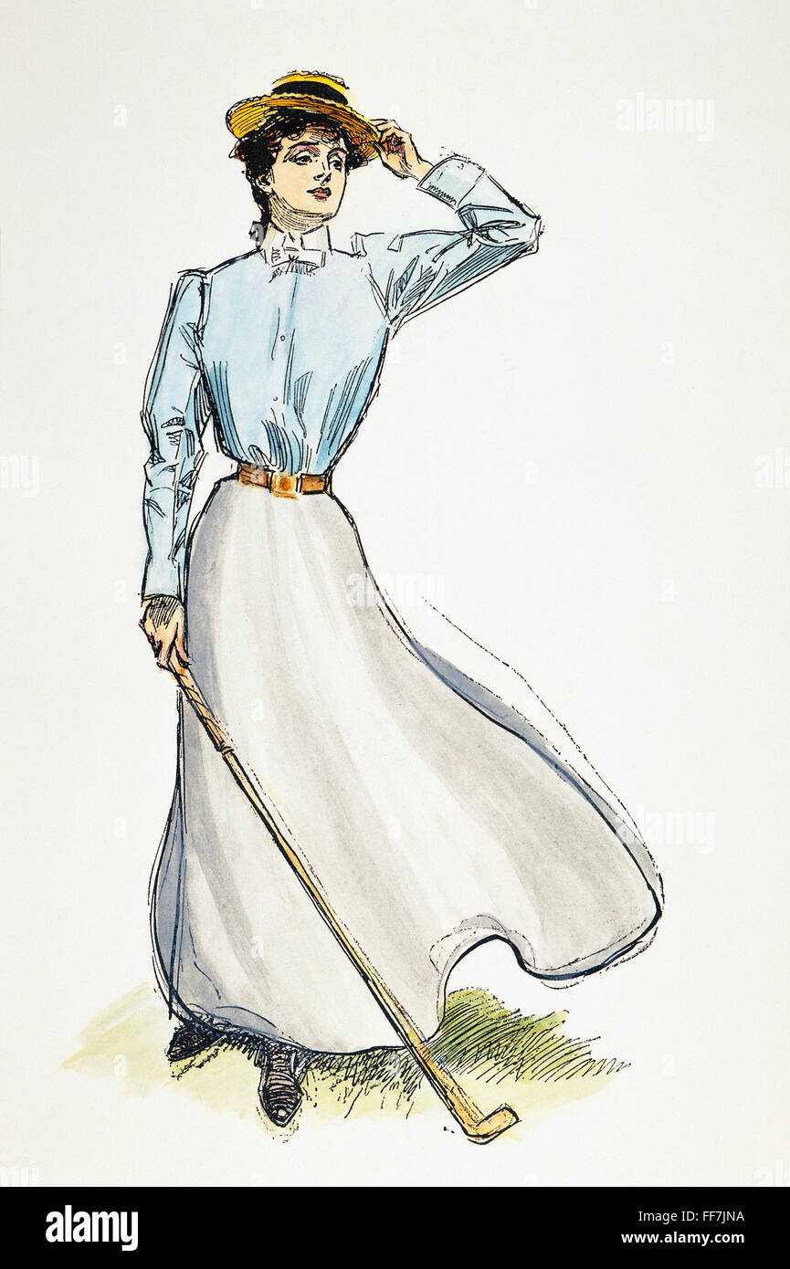 GIBSON GIRL, 1899. /NOn le golf links. Dessin, 1899, par Charles Dana Gibson. Banque D'Images
