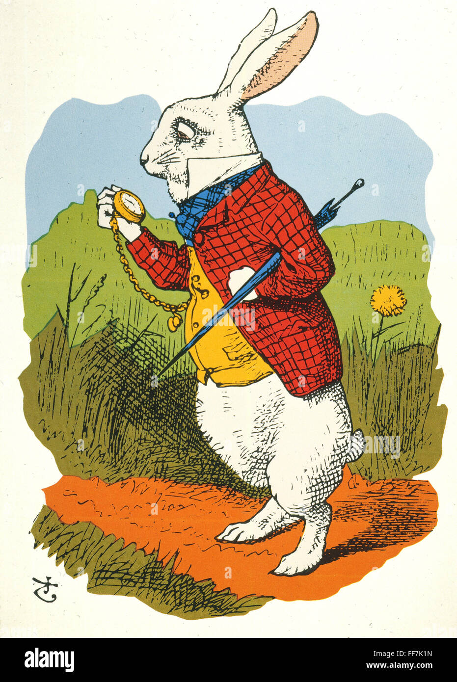 CARROLL : Lapin blanc 1865. /Nla lapin blanc observant qu'il est trop tard : la gravure sur bois de couleur après la conception par sir John Tenniel pour la première édition, 1865, de Lewis Carroll, Alice's Adventures in Wonderland. Banque D'Images