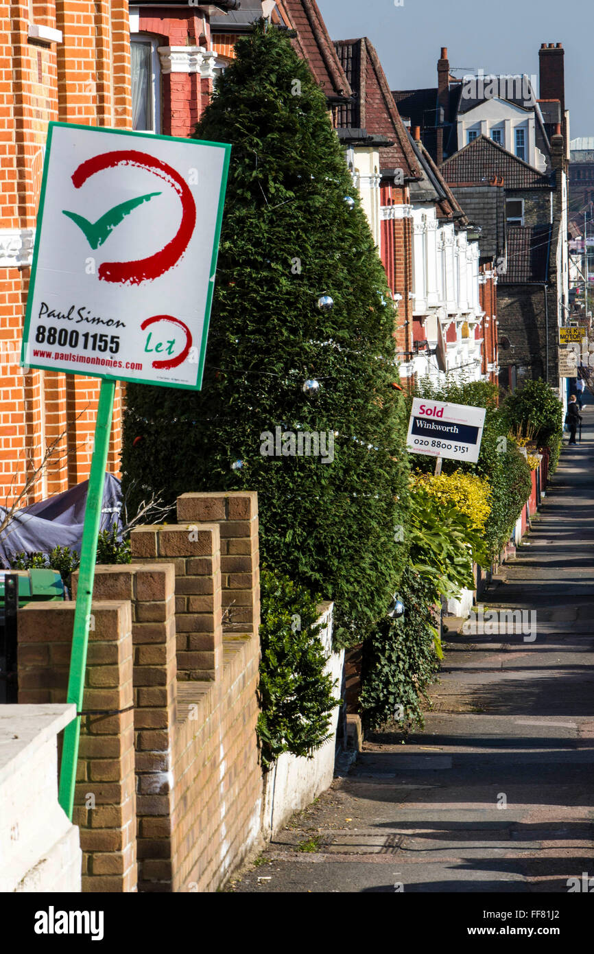 Laissez & pour les ventes des signes, Duckett Harringay Road,, Londres, Royaume-Uni. Banque D'Images