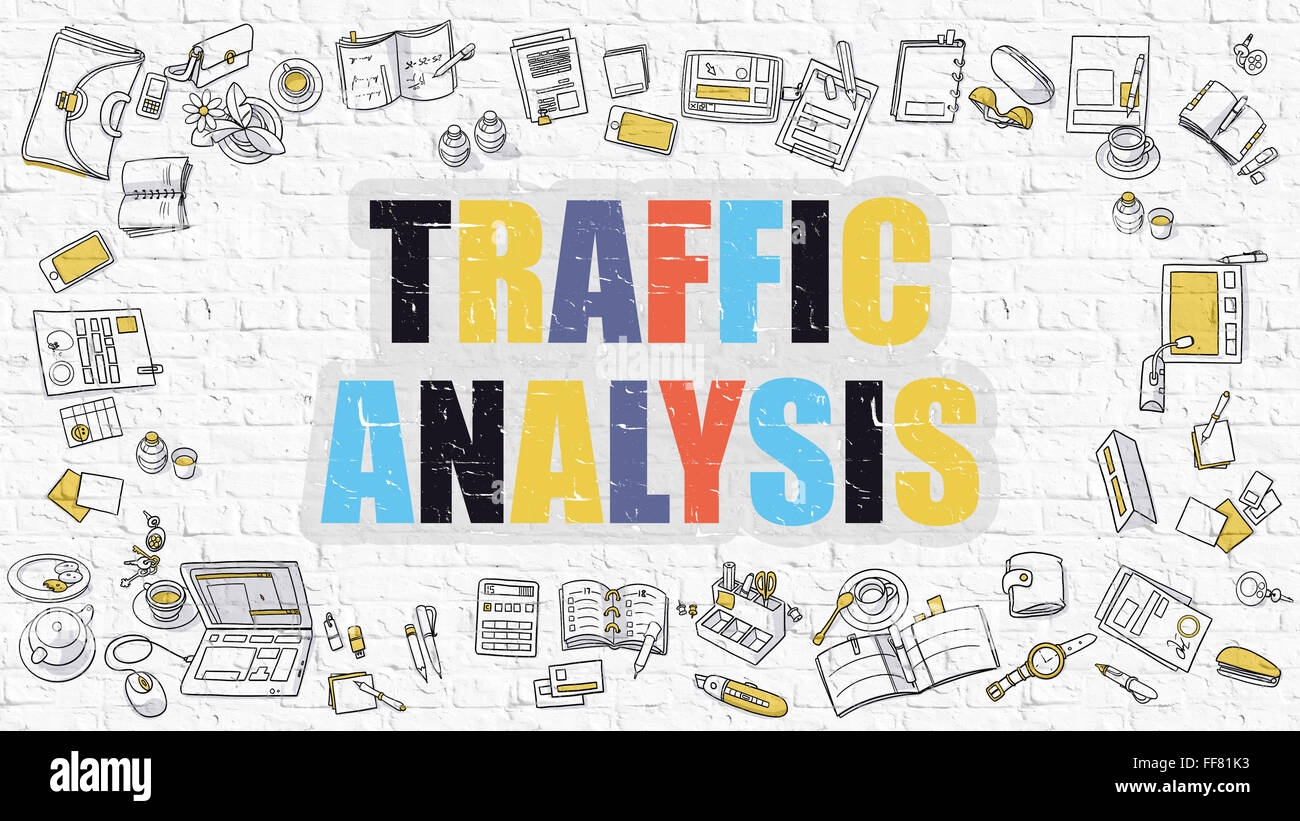 Concept d'analyse du trafic. Multicolor sur White Brickwall. Banque D'Images