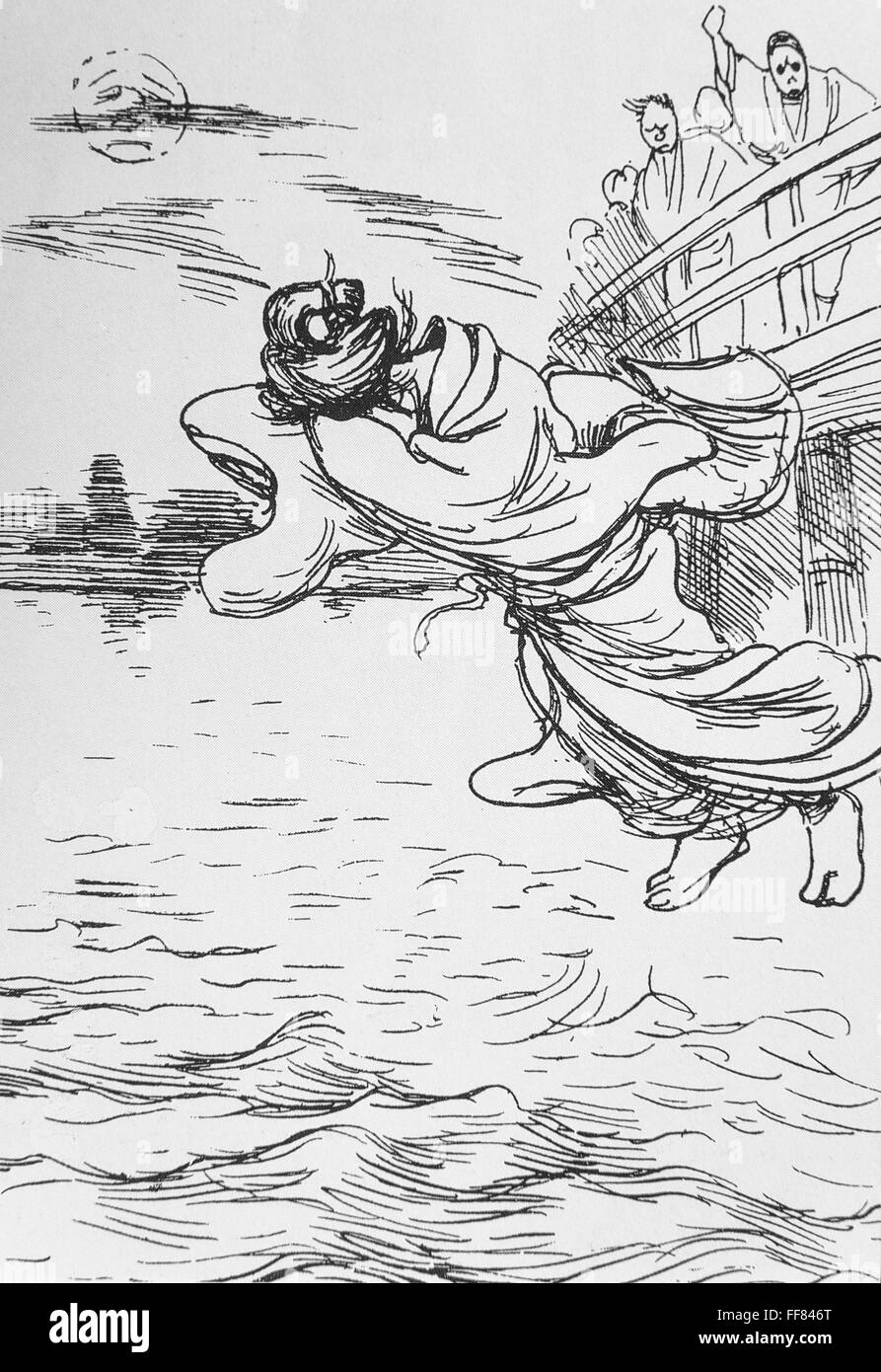 Caricature de Georges Ferdinand Bigot (1860-1927) Le Suicide de Geisha en raison de briser l'amour. 1899. Banque D'Images