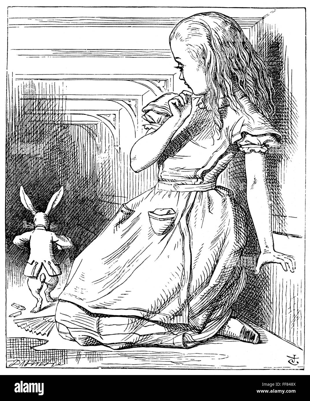 ALICE AU PAYS DES MERVEILLES, 1865. /NAlice et le lapin blanc. Illustration par John Tenniel à ALICE AU PAYS DES MERVEILLES, 1865. /NAlice et le lapin blanc. Illustration par John Tenniel à