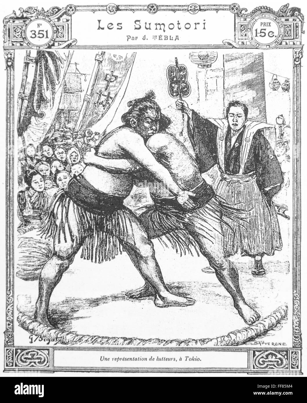 Caricature de Georges Ferdinand Bigot (1860-1927) Les Sumotori (lutteur de Sumo). 1903. Banque D'Images