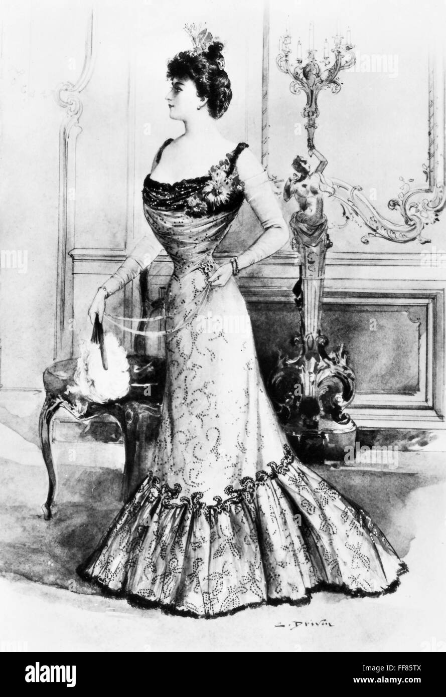 La mode : robe de bal, 1900. /NFashion dessin, anglais, 1900 Photo Stock -  Alamy