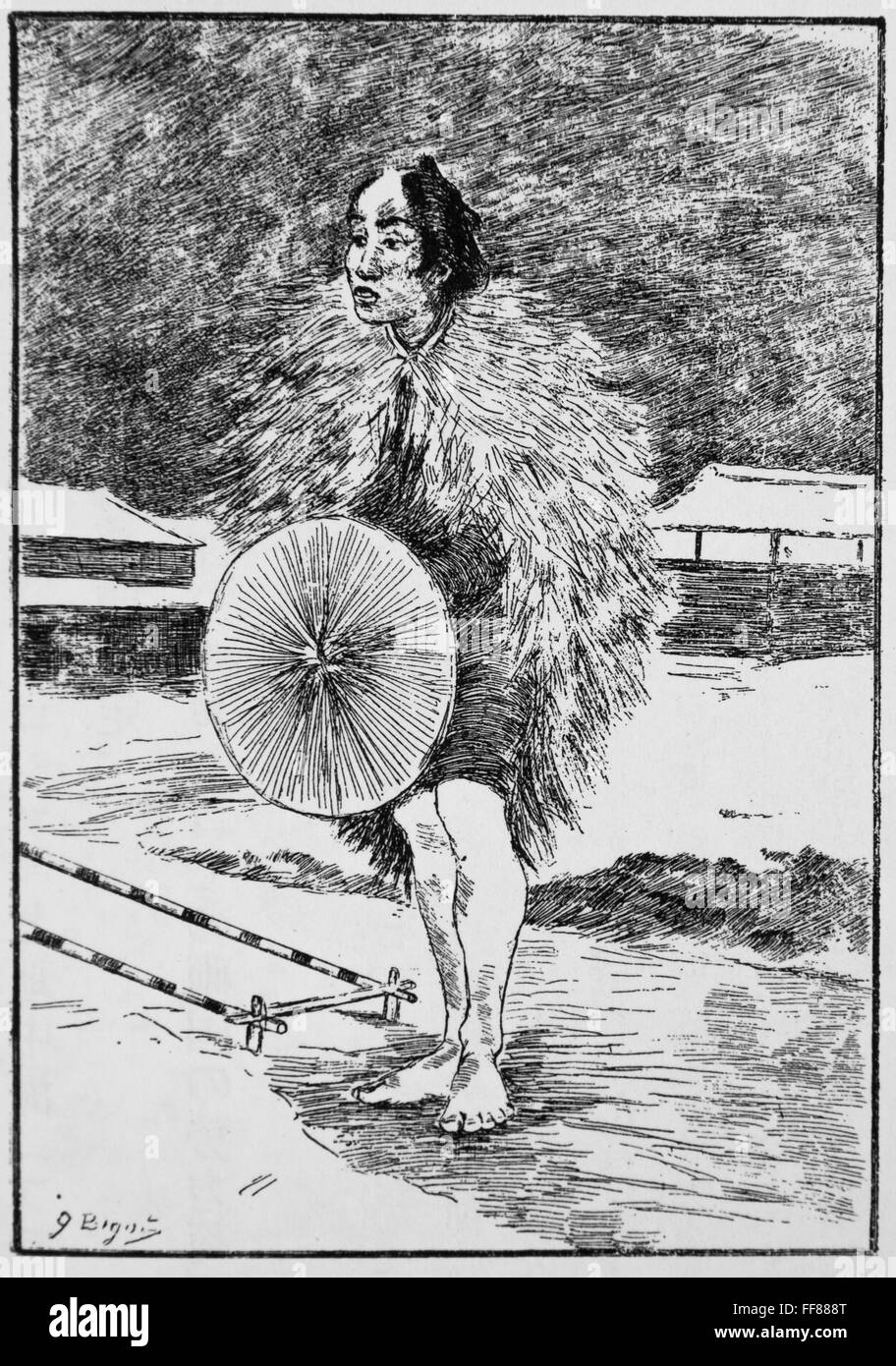 Caricature de Georges Ferdinand Bigot (1860-1927). L'homme pousse-pousse. 1883. Banque D'Images