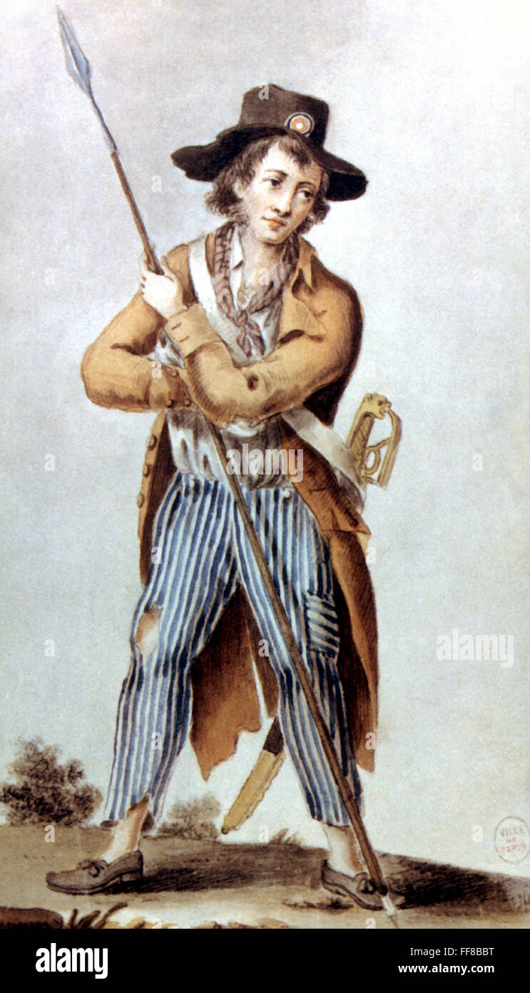 SANS-culotte, 1793. /NA Parisian sans-culotte. Dessin réalisé par un  artiste inconnu, c1793 Photo Stock - Alamy