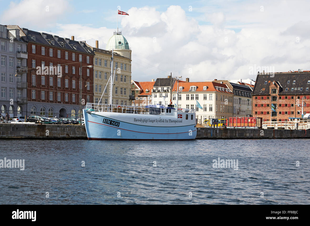 Le port de Copenhague vieux bateau restaurant Havnegade Banque D'Images