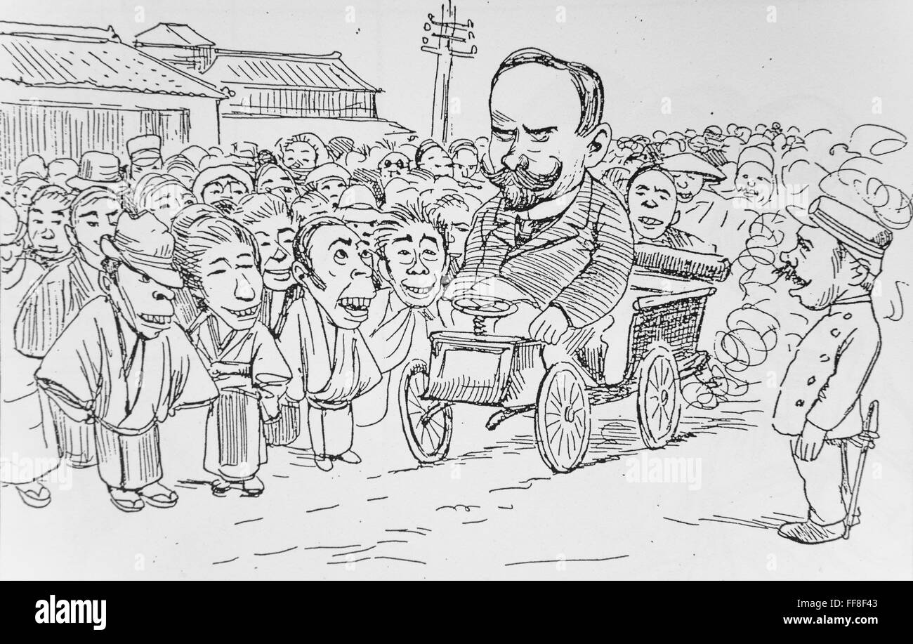 Caricature de Georges Ferdinand Bigot (1860-1927), les gens étaient surpris de voir l'automobile. 1898. Banque D'Images