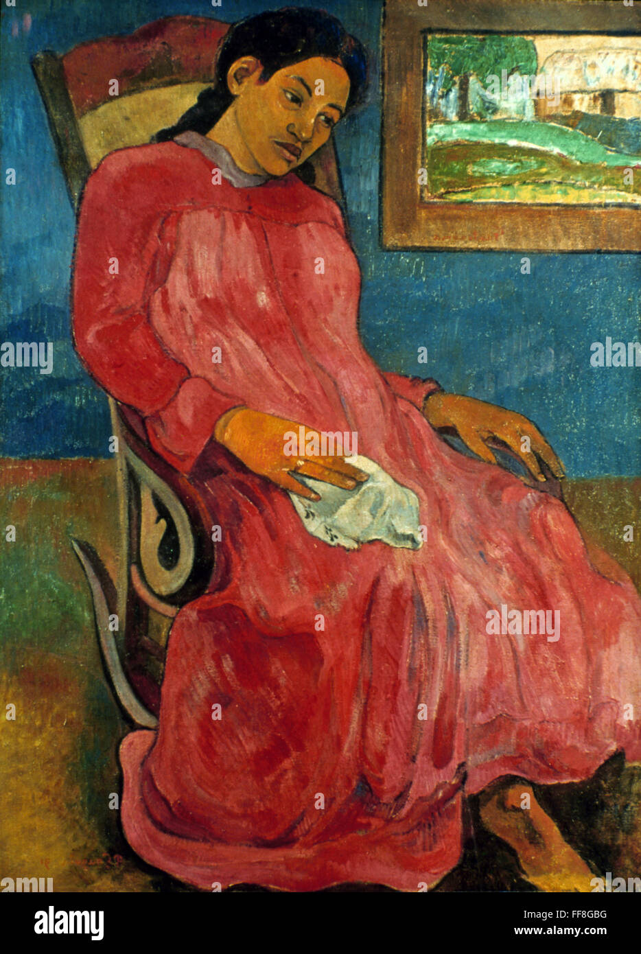GAUGUIN : REVERIE, 1891. /NPaul Gauguin : Reverie (Melancolique). Huile sur toile, 1891. Banque D'Images