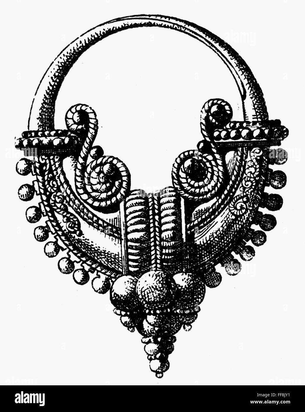 ROME : L'or d'oreille. /NRoman earring gold à partir du 1er siècle après J.-C. la gravure en ligne. Banque D'Images