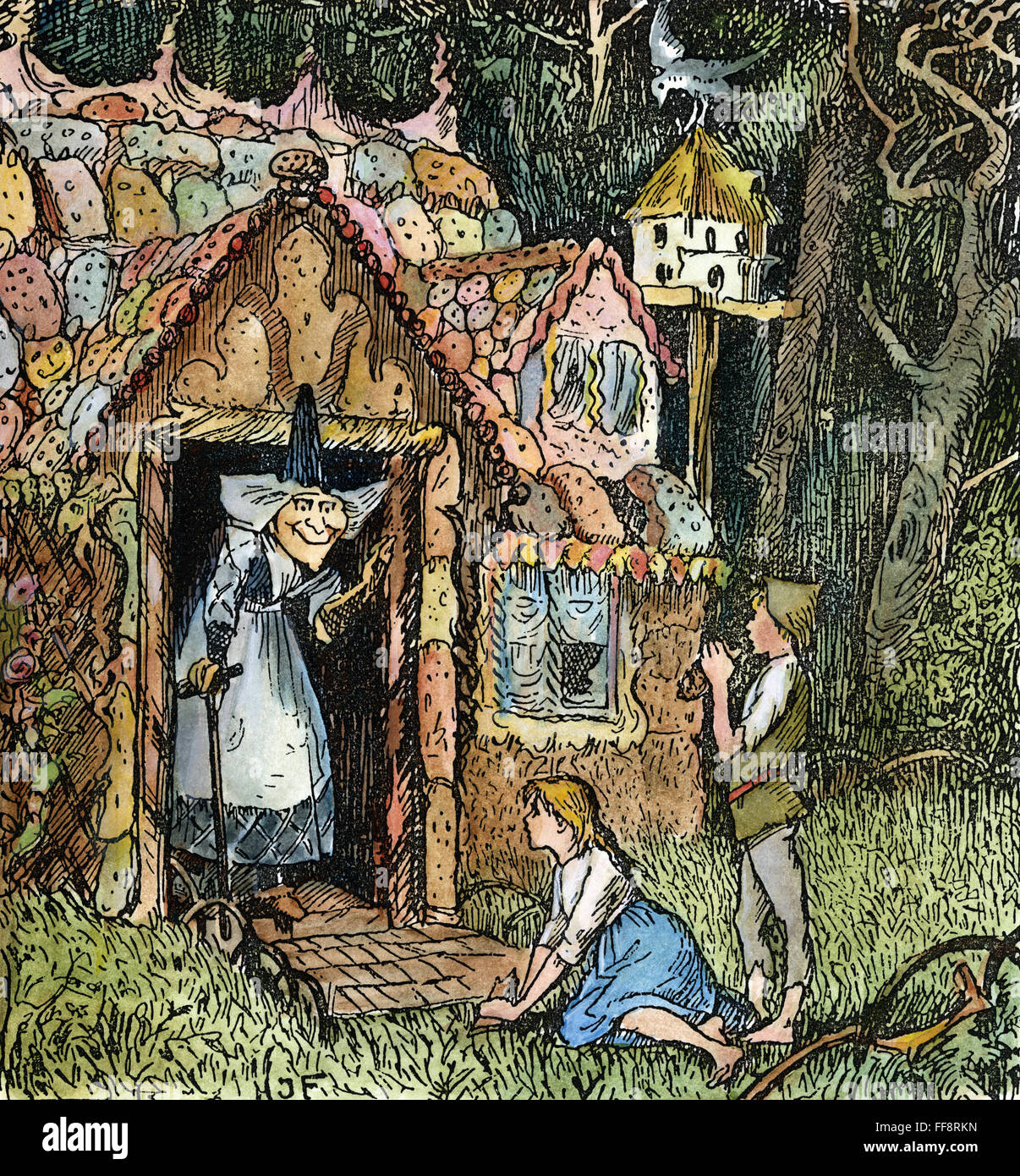 photo image grimm hansel et gretel nhansel et gretel arrivent a la maison de la sorciere dessin c1891 par le juge henry ford pour le conte de fees des freres grimm