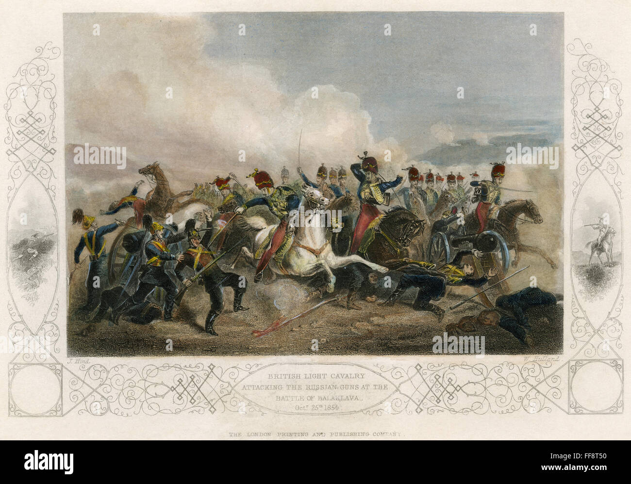Guerre de Crimée : Brigade légère. /Nla Charge de la Brigade légère à Balaklava, 25 octobre 1854. Gravure sur acier, anglais, 1855. Banque D'Images