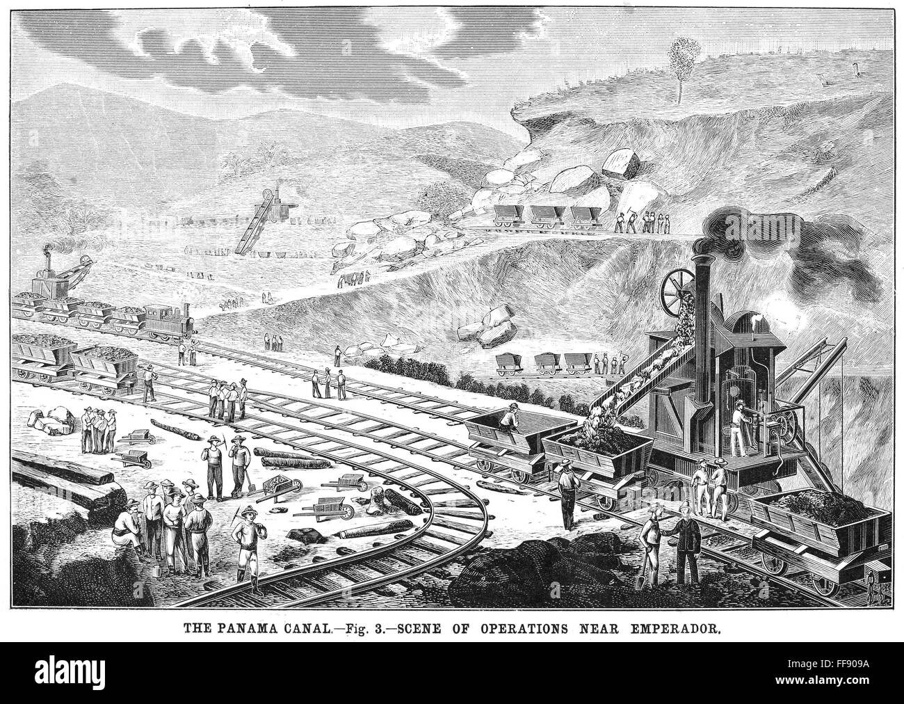 CANAL DE PANAMA : Bien. /NExcavating le Canal de Panama, Panama. près de l'Emperador La gravure sur bois, cuisine américaine, 1885. Banque D'Images