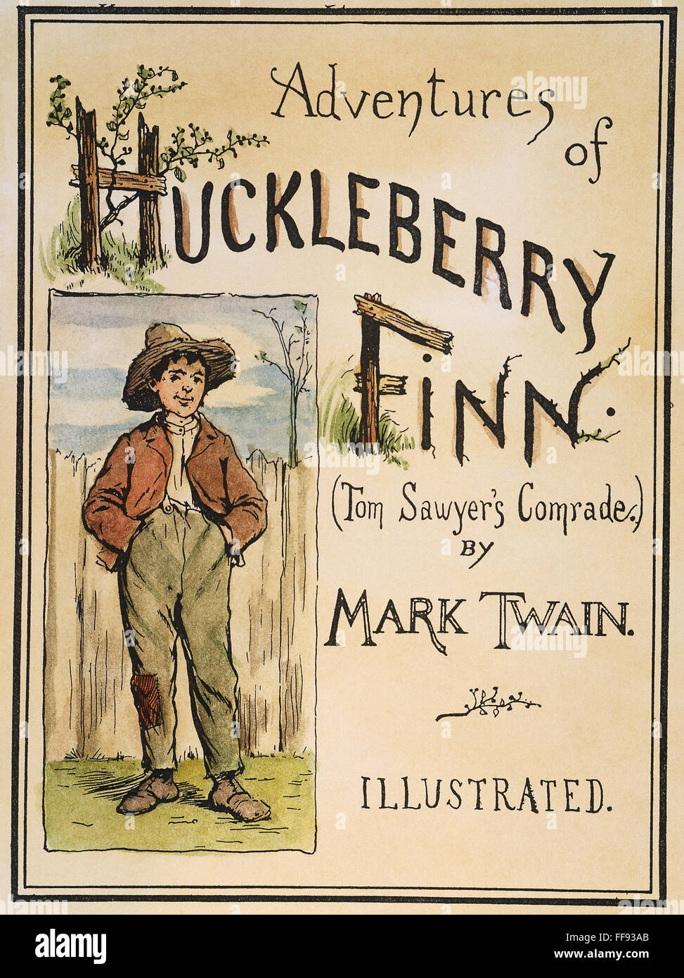 CLEMENS : Huck Finn, 1885. /NCover à partir de l'édition originale, 1885, de Mark Twain's 'Les Aventures de Huckleberry Finn" avec des illustrations de E.W. Kemble. Banque D'Images