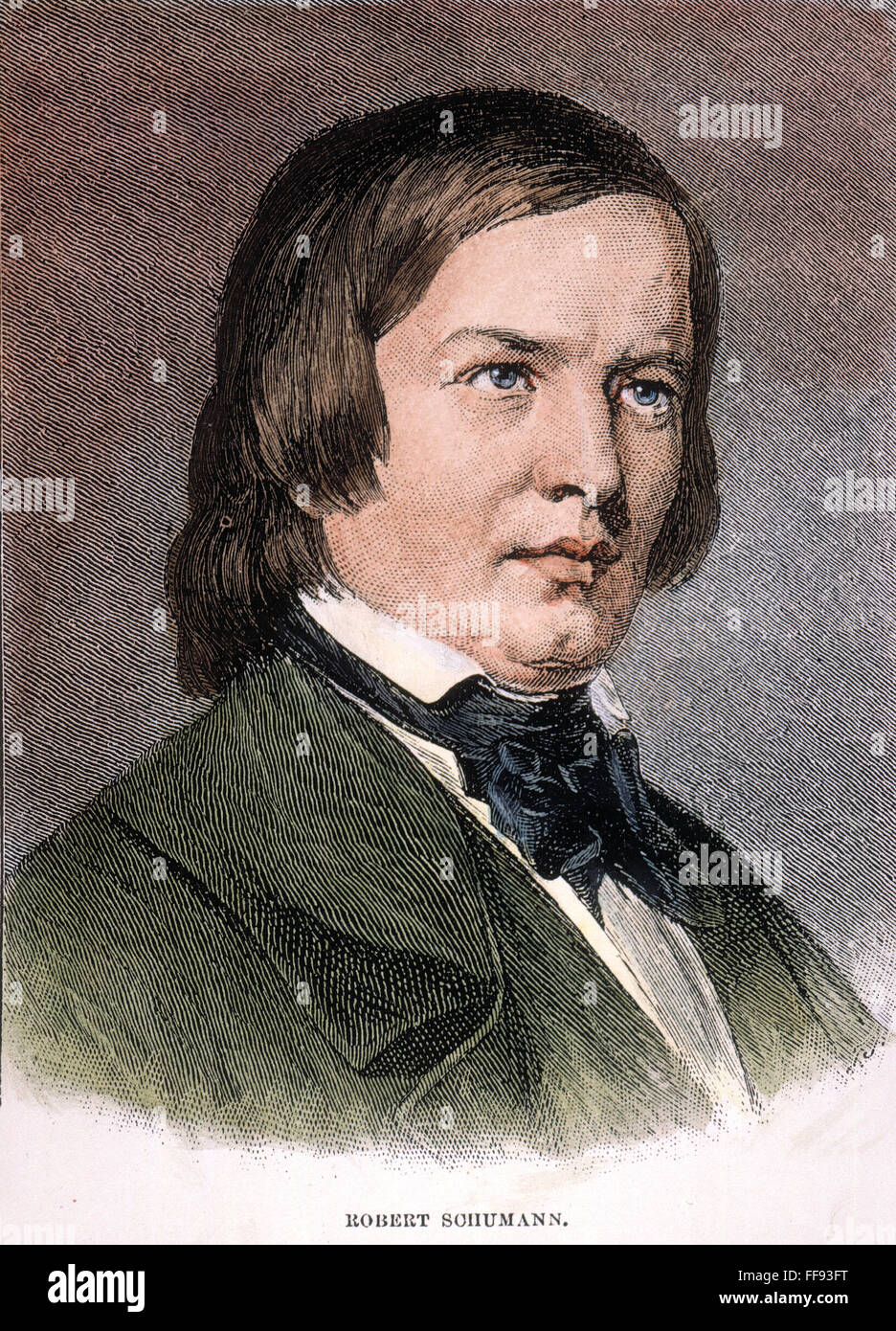 ROBERT SCHUMANN /n(1810-1856). Compositeur allemand. La gravure sur bois, cuisine américaine, 19e siècle. Banque D'Images