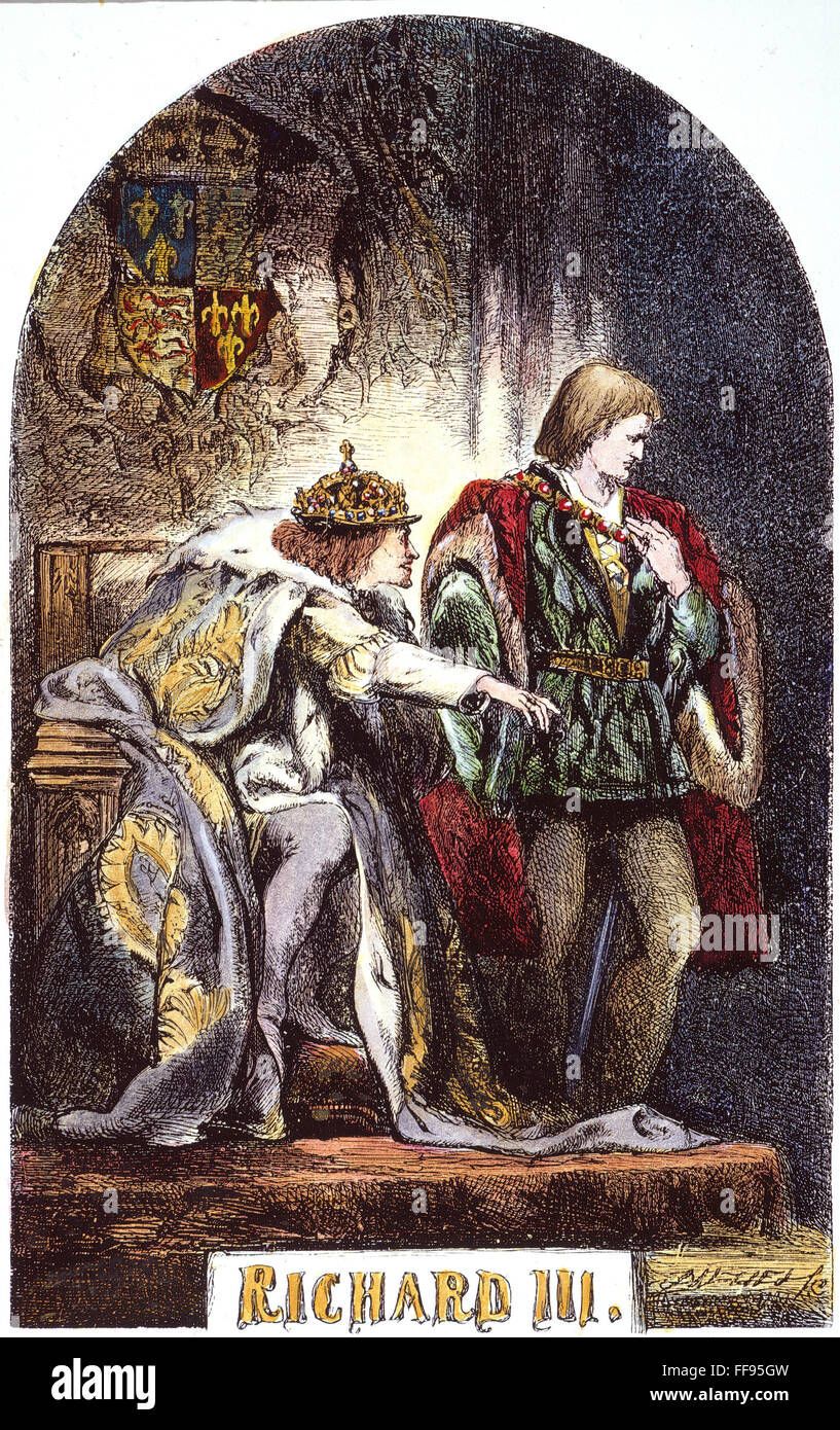 Le ROI RICHARD III, 1881. /NEngraved frontispice d'après sir John Gilbert d'une édition en anglais, 1881, de William Shakespeare Le Roi Richard III. Banque D'Images