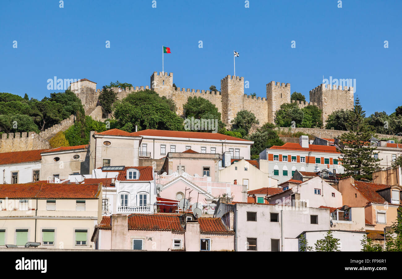 Portugal, Lisbonne, vue de Castelo de Sao Jorge, le Château Saint-Georges dominant le quartier de Lisbonne Mouraria, vu bof Banque D'Images