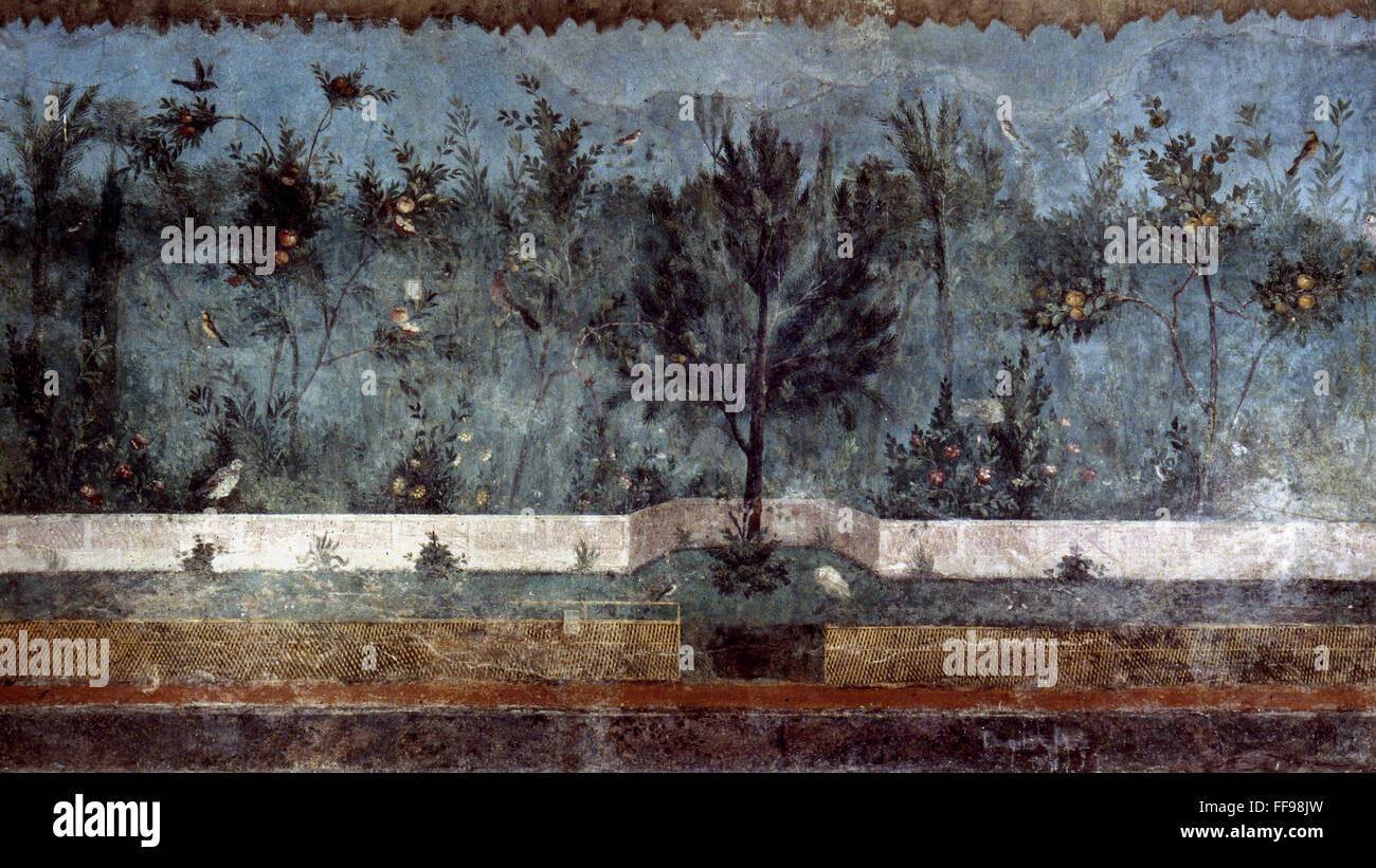 Jardin Romain, 20-10 B.C. /nRoman fresco de villa à Prima Porta. Banque D'Images