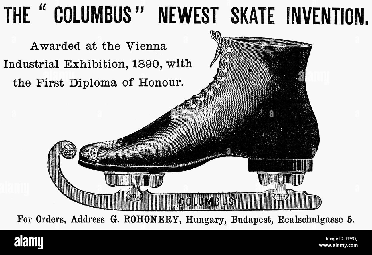 Patin à glace, 1890. /NEnglish annonce. Banque D'Images