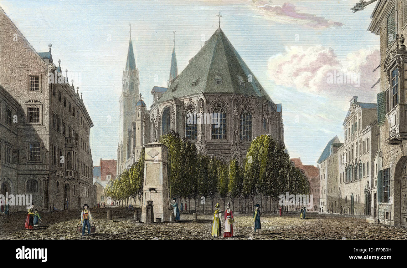 NUREMBERG, ALLEMAGNE, 1839. /NA Vue de St Lorenz Kirche, Nuremberg, Allemagne. Gravure sur acier, 1839, après W.H. Bartlett. Banque D'Images