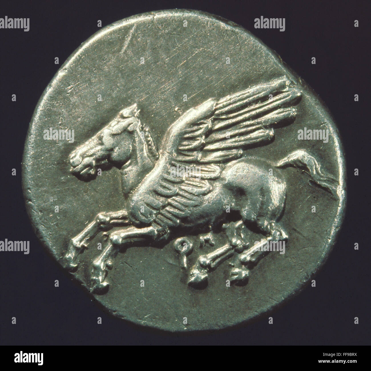 Figurine Ancienne Authentique De Cheval Ailé Pégasus - Revêtement Argent, Avant 1800
