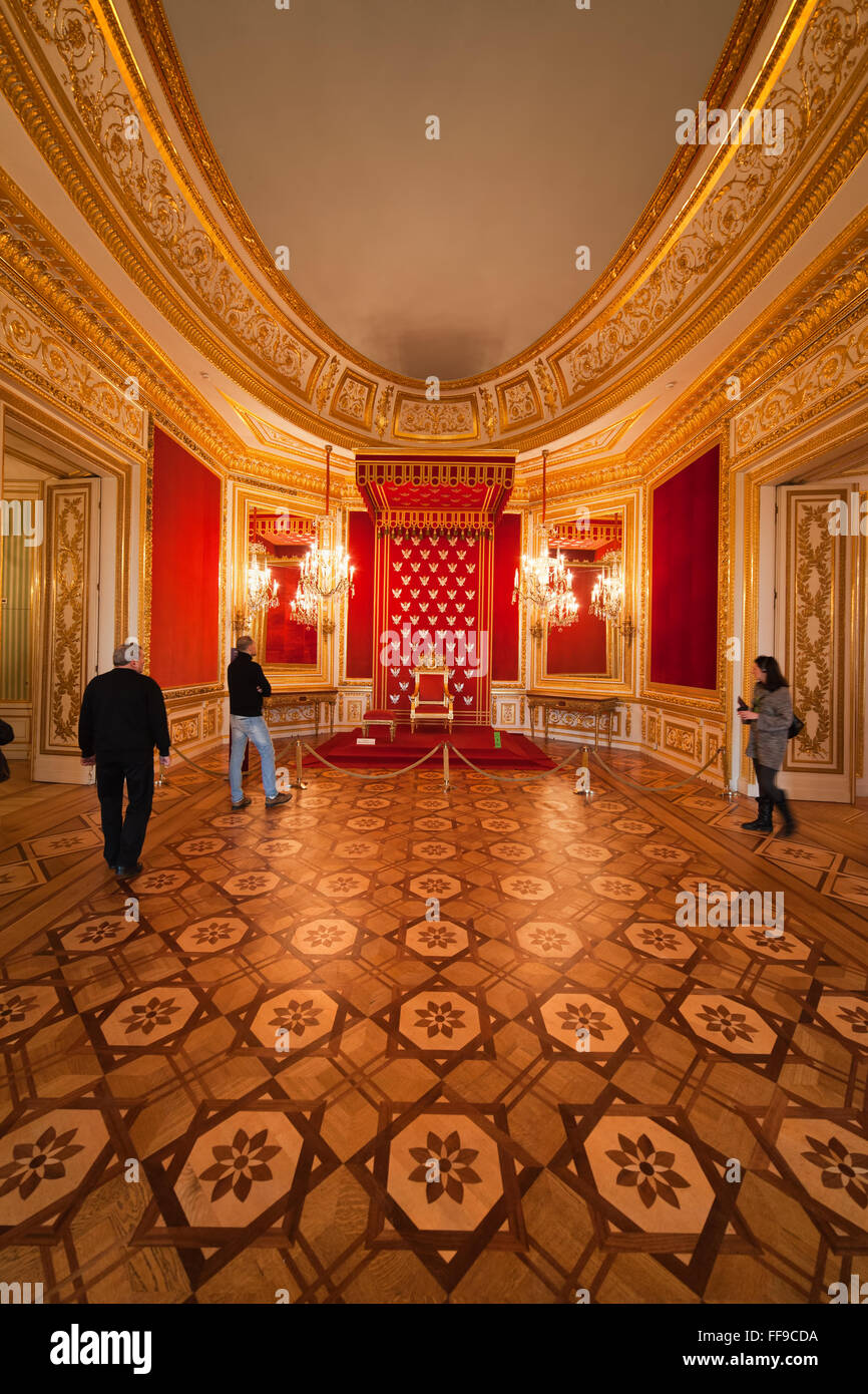 La Pologne, la ville de Varsovie, le Château Royal de l'intérieur, Salle du Trône Banque D'Images