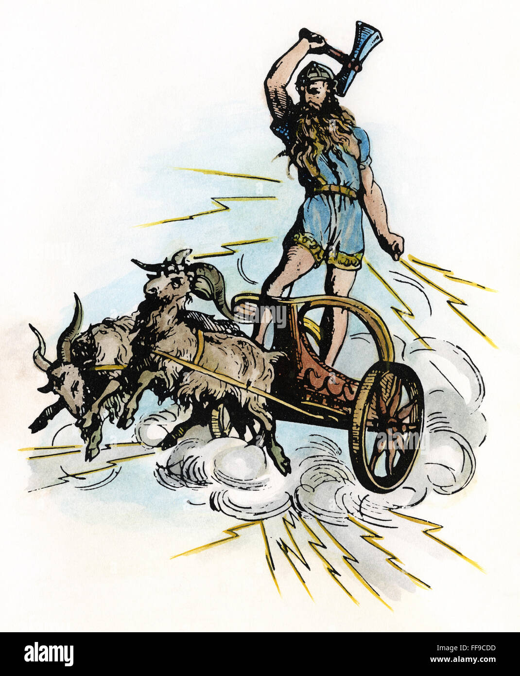 La mythologie nordique : Thor. Nordic-Germanic /n dieu de la guerre et de tonnerre. Illustration, 19e siècle. Banque D'Images
