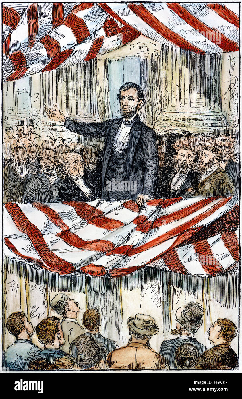ABRAHAM LINCOLN /n(1809-1865). 16e président des États-Unis. Dessin, plume du 19ème siècle. Banque D'Images
