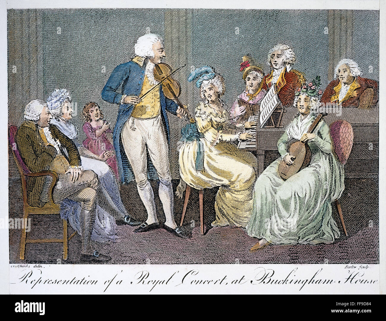 GEORGE III (1738-1820). /NKing de Grande-Bretagne, 1760-1820. Gravure sur cuivre, anglais, 1793. Le roi George avec Queen Charlotte, à gauche, et plusieurs de leurs quinze enfants. Banque D'Images