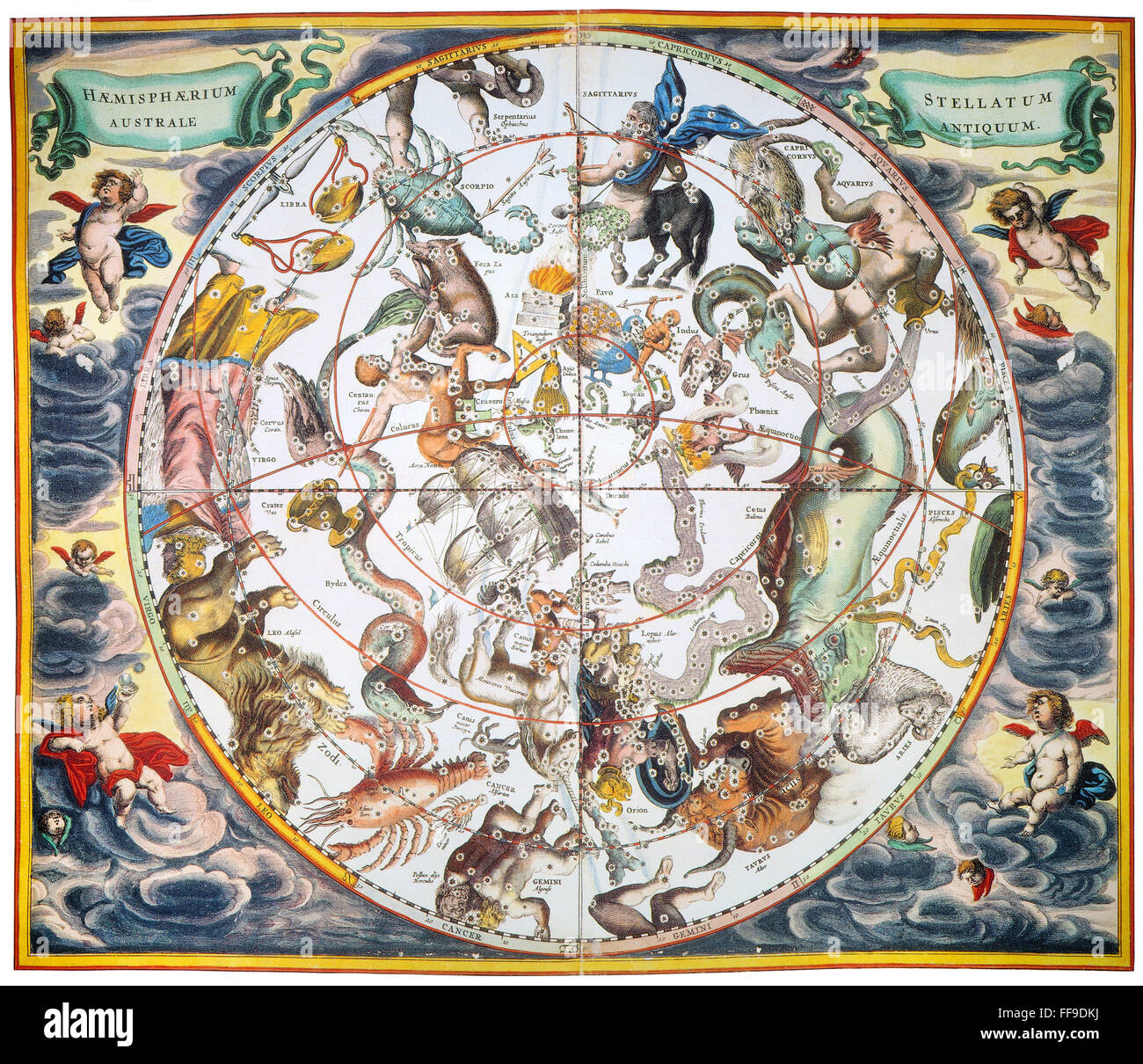 Planisphère céleste, 1660. /NCelestial planisphère de l'hémisphère sud d'Andreas Cellarius