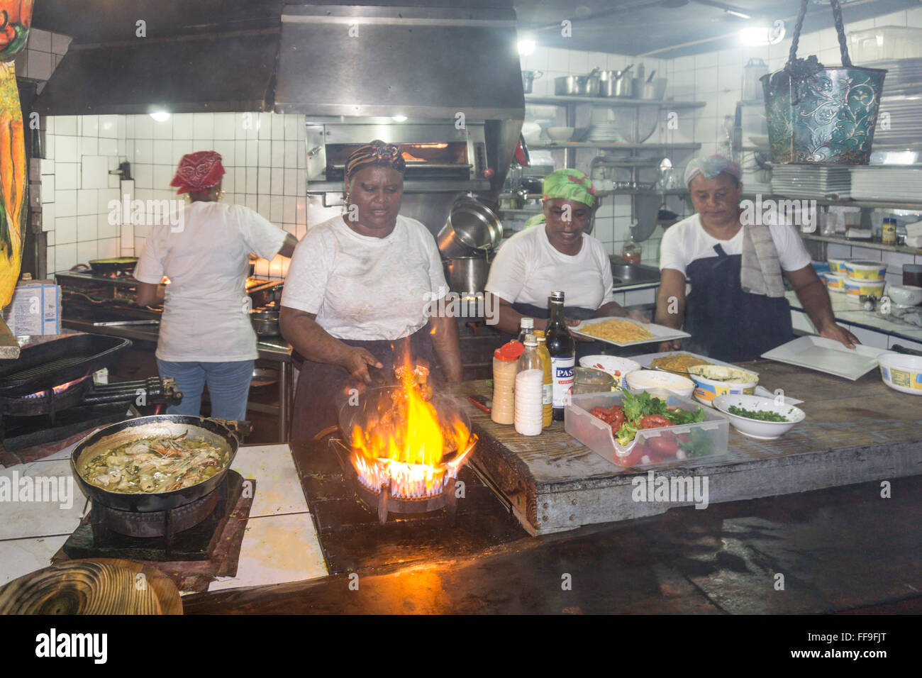 La Casita de Papi, cuisine ouverte, homard, Papi style Cabarete , la République Dominicaine Banque D'Images